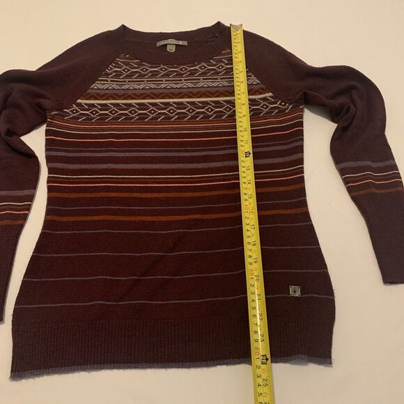 Smartwool Ethno Graphic Crew Neck Sweater Purple Print Striped Wool - Women's XS - Picture 9 of 11